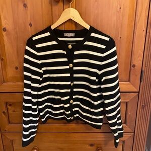 J. Crew Black and White Striped Cardigan